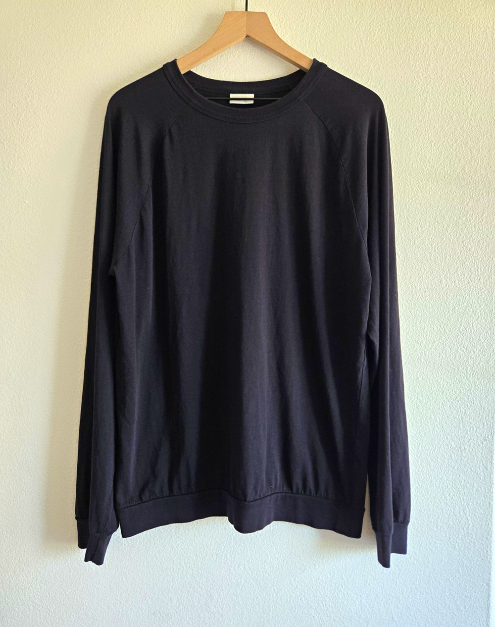 Dries Van Noten Mens XL Black Crew Neck Tee Shirt Long Sleeve Cotton Elevated